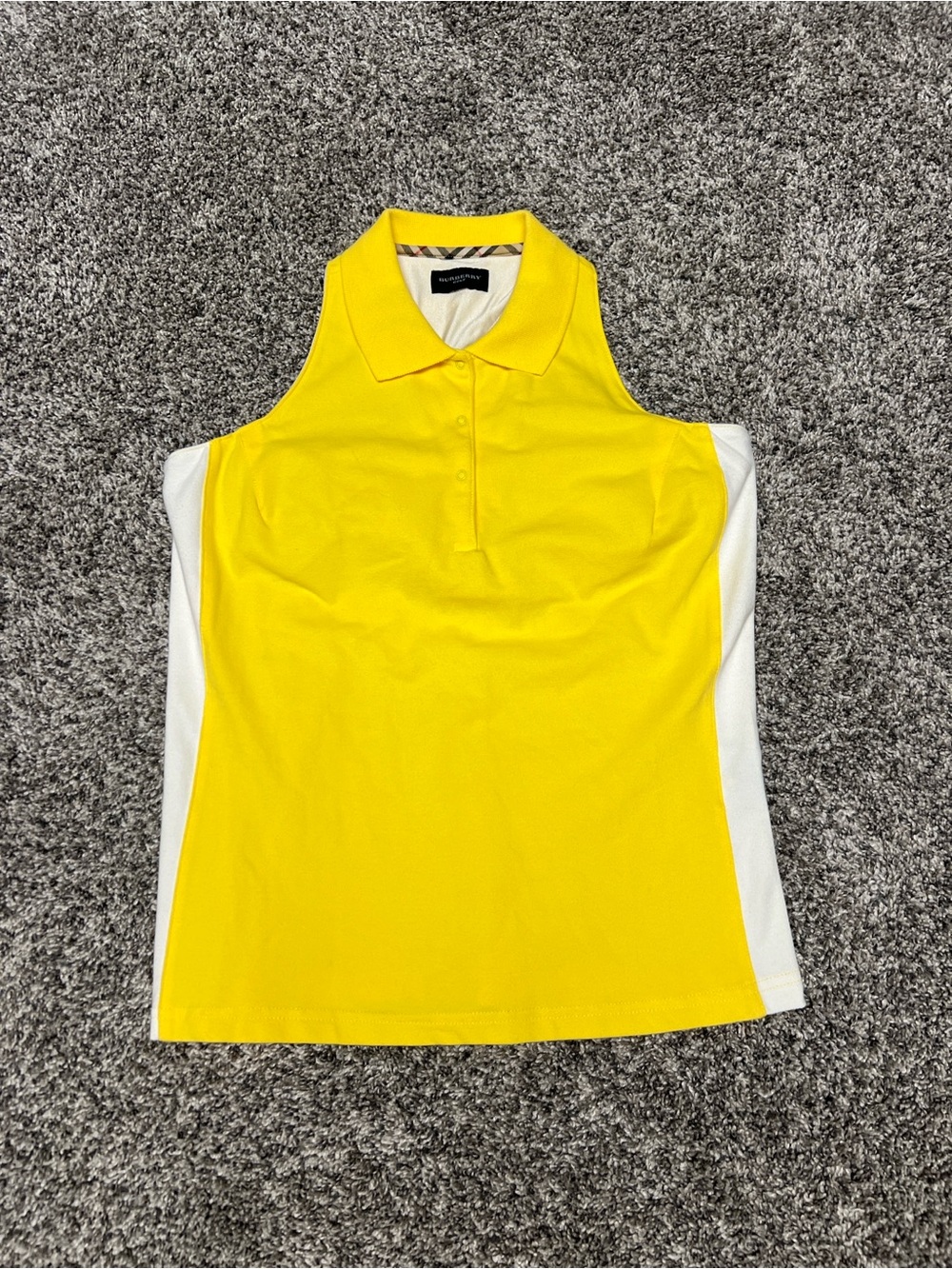 Burberry XS Yellow Sleeveless Polo Tank Collared Top Preppy Golf Tennis - Picture 3 of 11